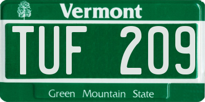 VT license plate TUF209