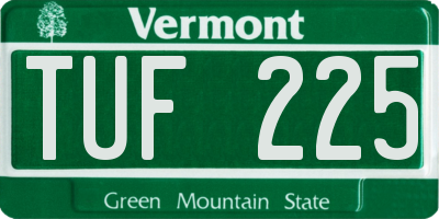VT license plate TUF225