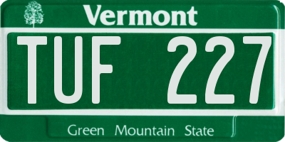 VT license plate TUF227
