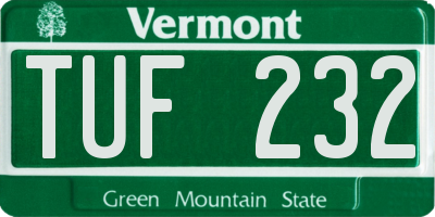 VT license plate TUF232