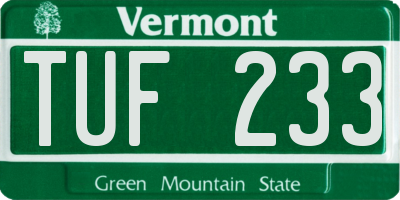 VT license plate TUF233