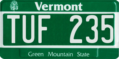 VT license plate TUF235