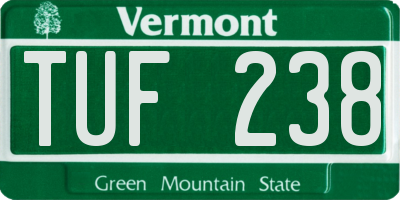 VT license plate TUF238