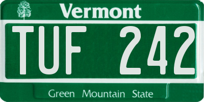 VT license plate TUF242