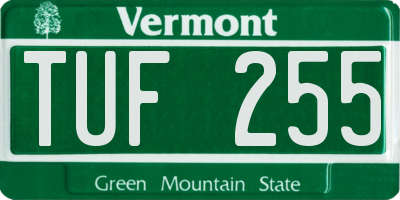 VT license plate TUF255
