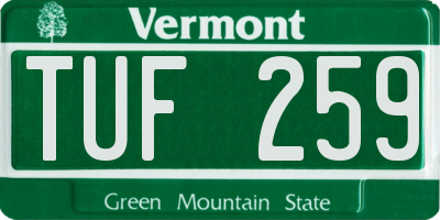 VT license plate TUF259