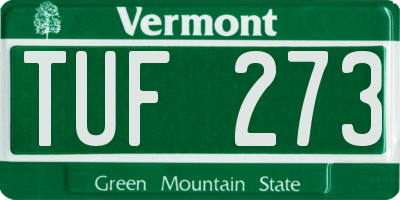 VT license plate TUF273