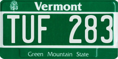 VT license plate TUF283
