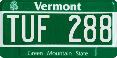 VT license plate TUF288