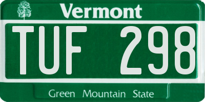 VT license plate TUF298