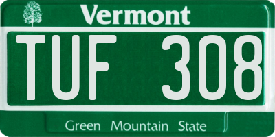 VT license plate TUF308
