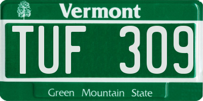VT license plate TUF309
