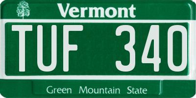 VT license plate TUF340