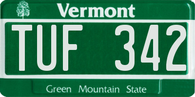 VT license plate TUF342