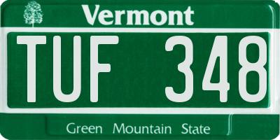 VT license plate TUF348