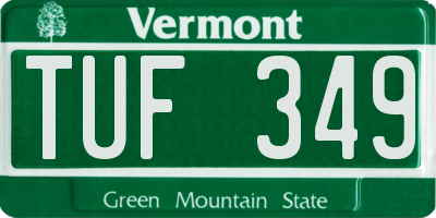 VT license plate TUF349
