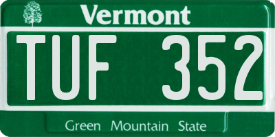 VT license plate TUF352