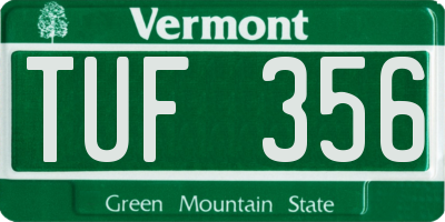 VT license plate TUF356