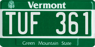 VT license plate TUF361