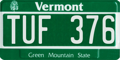 VT license plate TUF376