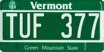 VT license plate TUF377