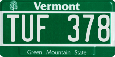 VT license plate TUF378