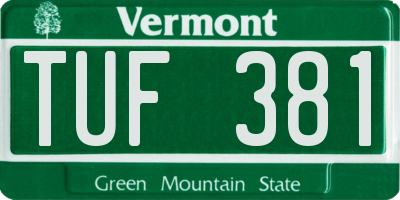 VT license plate TUF381