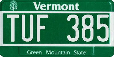 VT license plate TUF385
