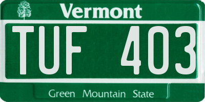 VT license plate TUF403