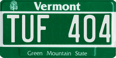 VT license plate TUF404