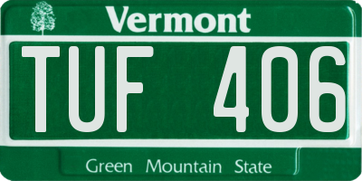 VT license plate TUF406