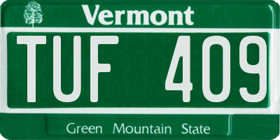 VT license plate TUF409