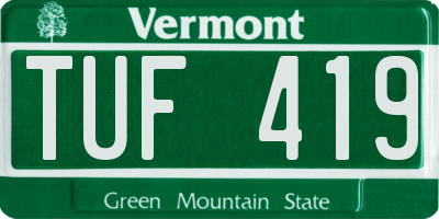 VT license plate TUF419