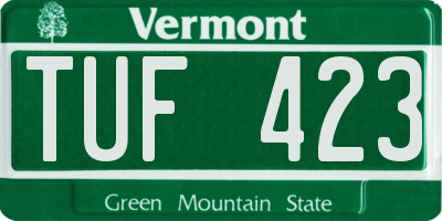 VT license plate TUF423