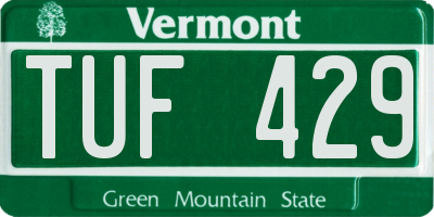 VT license plate TUF429