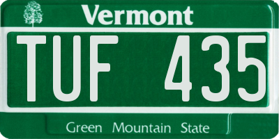 VT license plate TUF435