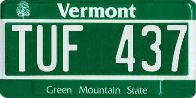 VT license plate TUF437