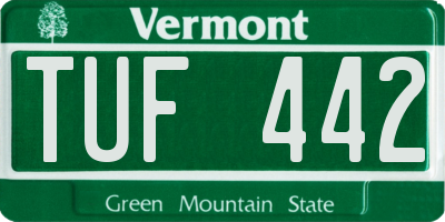 VT license plate TUF442