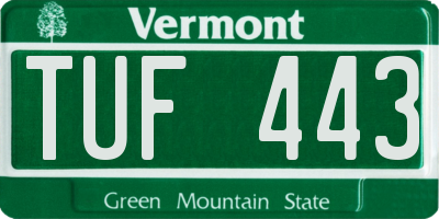 VT license plate TUF443
