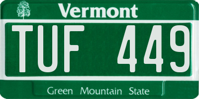 VT license plate TUF449