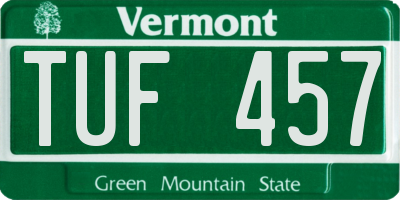 VT license plate TUF457