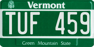 VT license plate TUF459