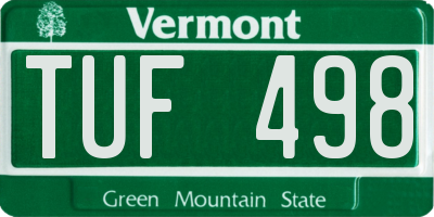 VT license plate TUF498