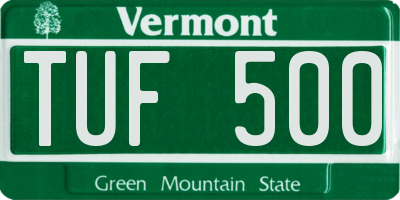 VT license plate TUF500