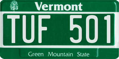 VT license plate TUF501