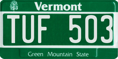 VT license plate TUF503