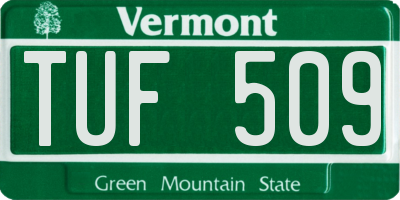 VT license plate TUF509