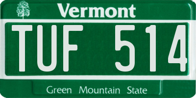 VT license plate TUF514