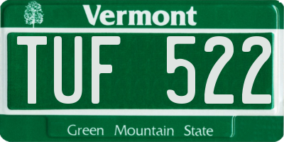 VT license plate TUF522