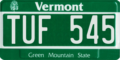 VT license plate TUF545